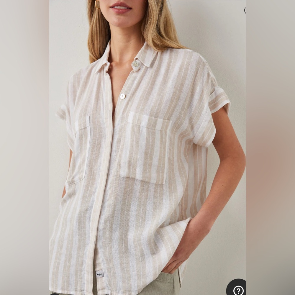 Rails Cito Shirt Shore Stripe linen blend top button down - Picture 4 of 11
